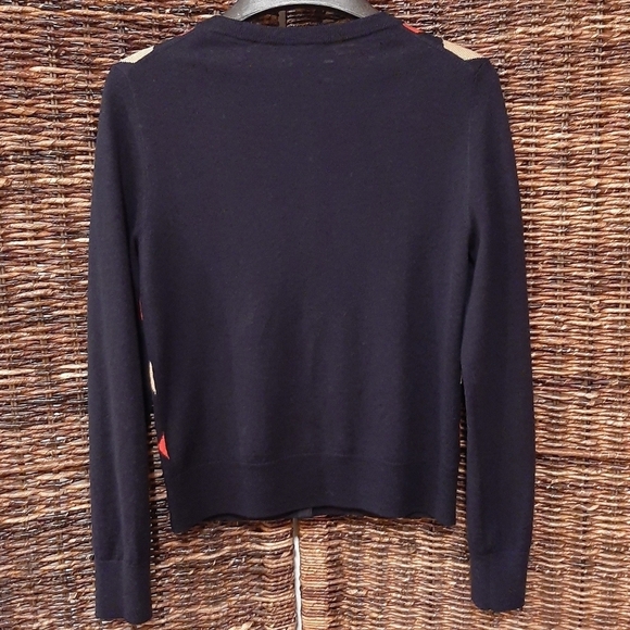 J. Crew Navy Blue and Red Argyle Cardigan - Picture 2 of 6